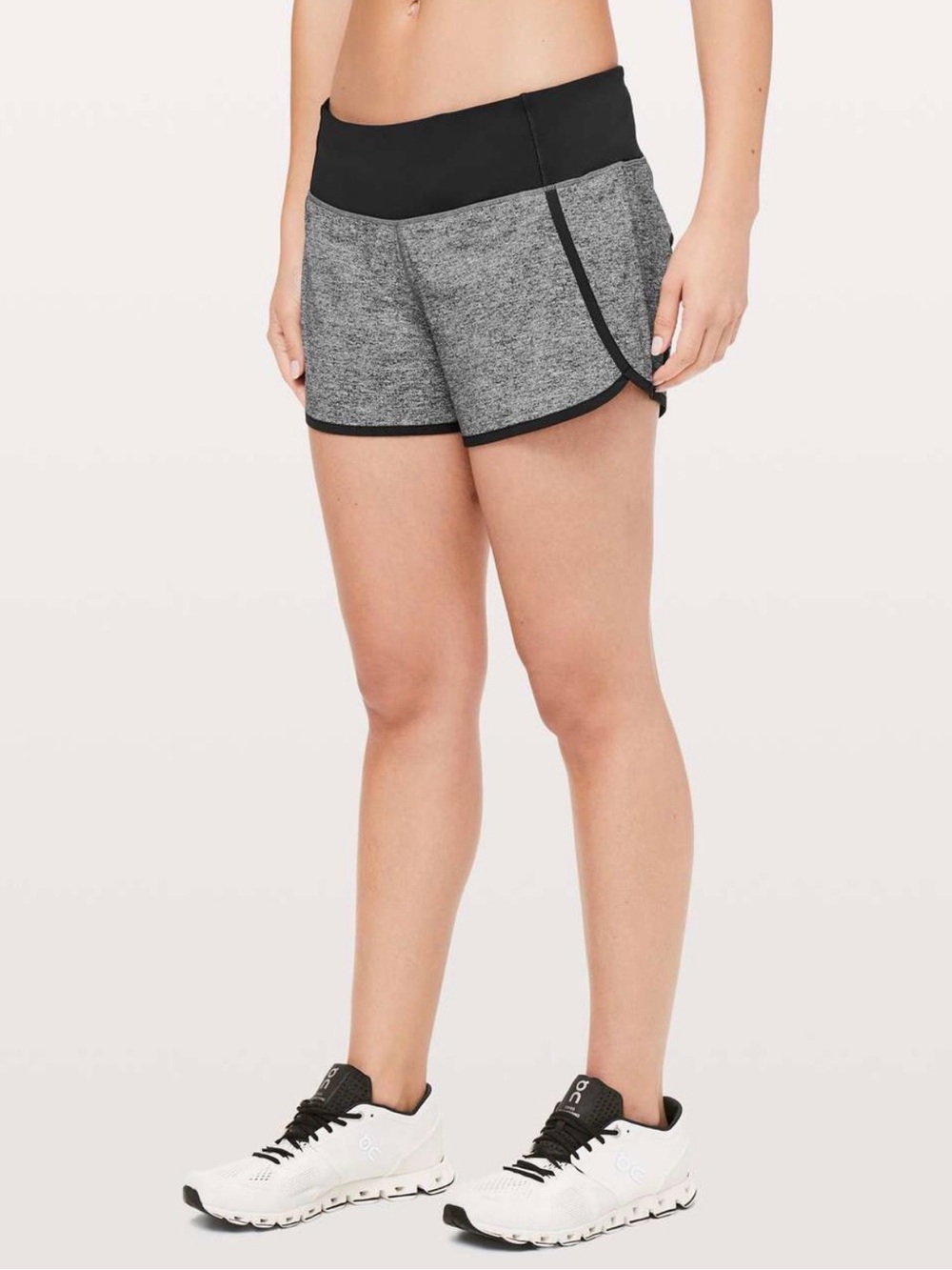 Lululemon Run Times Short II, 4”, in Heather Lux Multi Black/Black Size 4